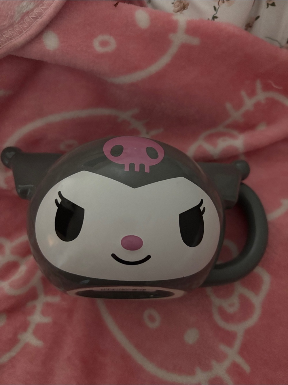Kuromi-Inspired Coffee Mug - Gray and Pink